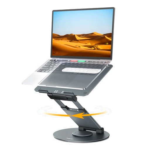 Nulaxy Telescopic 360 Rotating Laptop Stand for Desk Adjustable Height Swivel Pull Out Design Ergonomic Laptop Riser Fits All 10-17