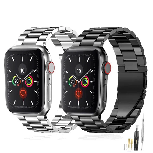 Guwet Pack 2 Metal Bands Compatible With Apple Watch Band 38/40/41/42/44/45/46/49mm,Stainless Steel&Milanese Loop Mesh for iWatch Band Series Ultra/Ultra2/SE2/SE/10/9 8 7 6 5 4 3 2 1