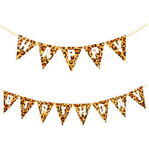 KRISTIN PARADISE Leopard Print Happy Birthday Banner, Safari Party Sign, Jungle Animals Theme Decorations, Cheetah Boy Girl Baby Shower Supplies, Bday Kids 1st First Decor