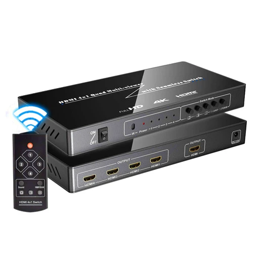Iseebiz 4K 4 in 1 Out HDMI Multi-Viewer, 4K@30Hz 2K@60Hz HDMI Screen Splitter with Sound Switch 4 Modes, Seamless Switch for Engineer, Exhibition Hall, Video Meeting, Surveillance, Display Mall etc.
