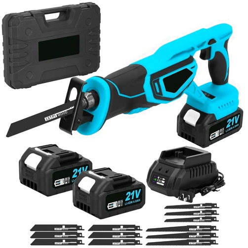 CANBRAKE Reciprocating Saw Cordless, Brushless Power Reciprocating Saw with 2x 6.0Ah Battery, 2000RPM 28MM Reciprocating Stroke with Rotated Handle, Multiple Angles Cutting, 12 Saw Blades Kit for Wood/Metal