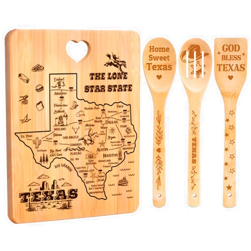 Apjielop Texas Gifts Cutting Board Set, Christmas Gifts, Texas Souvenirs, Texas Kitchen Decor with State Map Design, Charcuterie and Serving Board, Home Sweet Texas Theme Gifts for Texas Lovers.