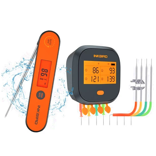 Inkbird WiFi Grill Thermometer & Instant Read Thermometer IHT-1P, Rechargeable Digital BBQ Meat Thermometers with Alarm Timer Graph Calibration Magnet for Food Oven Smoker Kitchen
