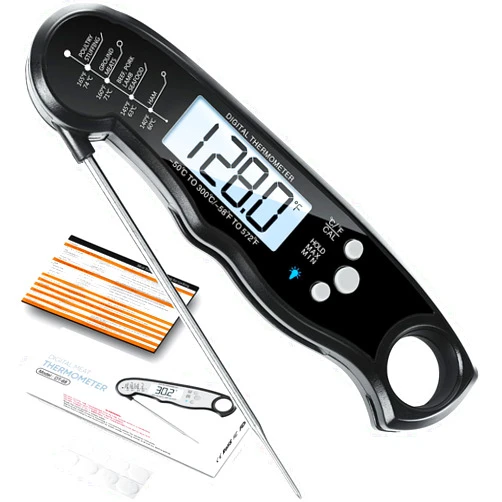 ImSaferell Digital Meat Thermometer, Waterproof Instant Read Food Thermometer for Cooking and Grilling, Kitchen Gadgets, Accessories with Backlight & Calibration for Candy, BBQ Grill, Liquids, Beef, Turkey…