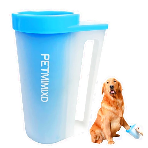 PETMIMIXD Dog Paw Cleaner for Dogs, Blue - Medium Large Breed, Portable Pet Paw Washer with Handle, Silicone Bristles, 8.9 inches