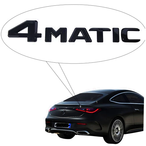 Knomix 3D Car 4MATIC Logo ABS Letter Emblem Decal for Car Side Fender Rear Trunk Emblem Badge Chrome Decal Sticker Compatible for All Mer-CED-ES-Be-nz Accessories (Glossy Black)