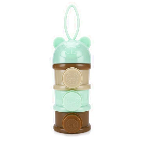 Accmor 3 Layers Baby Milk Powder Formula Dispenser On The Go, Formula Container for Travel, Non-Spill Stackable Baby Snack Storage Container with Handle,BPA Free,Green
