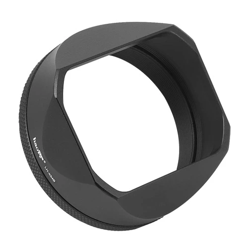 Haoge LH-X54B Square Metal Lens Hood with 49mm Adapter Ring for Fujifilm X100VI Fuji X100V Camera Black