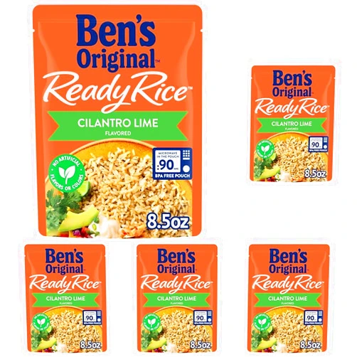 BEN'S ORIGINAL Ready Rice Cilantro Lime Flavored Rice, Easy Dinner Side, 8.5 oz Pouch (Pack of 5)