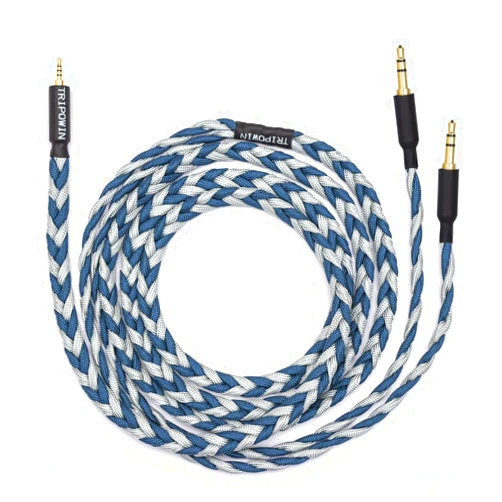 Linsoul Tripowin GranVia Upgraded OFC Headphone Replacement Cable, Dual 3.5mm Connector to 3.5mm Stereo Headphone Cable for HE4XX/HE-400i/HE400se/Goldplanar/Focal ELEGIA(Blue, 2m)