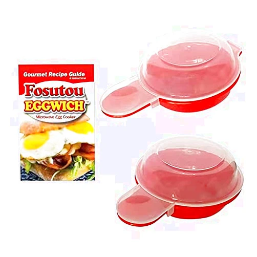 FOSUTOU Microwave egg cooker, 2 sets egg cooking tool making TWO eggwich one time perfectly within just one minute with gourmet recipe included