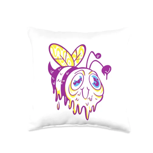 Bienenkönigin Bienenvolk, lustige Sprüche Bees Watercolour Comic Art Graphic for Men Women Children Throw Pillow, 16x16, Multicolor