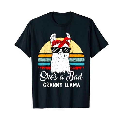Funny Family Shirt She's a Bad Llama Mothers day Funny Shirt She's a Bad Granny Llama TShirt Mom Mama Grandma T-Shirt