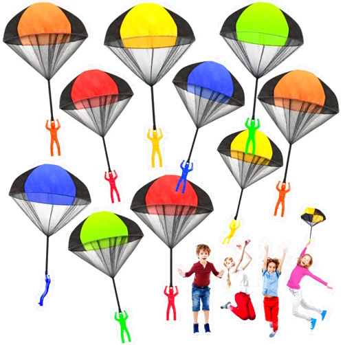Juuxncgv 10 Pack Parachute Toy,Tangle Free Throwing Toy Parachute,Outdoor Toss It Up Flying Toys for Kids,Gifts(5 Colors)