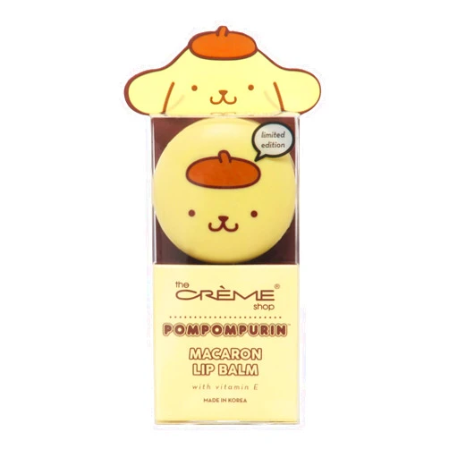 The Crème Shop x Sanrio Hello Kitty Macaron Lip Balm Korean Cute Scented Pocket Portable Soothing Advanced Must-Have on-the-go (Pompompurin Caramel Pudding)