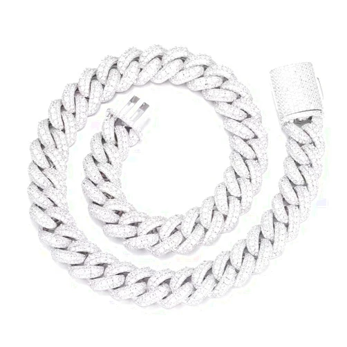 OLVLUS 18mm Iced Out Cuban Link Chain 18K White Gold Plated Bling 5A+ Cubic Zirconia Diamond Chain Rapper Hip Hop Thick Cuban Link Necklace Luxury Jewelry for Men and Women