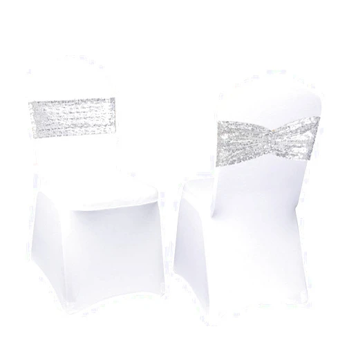 Eternal Beauty Set of 100 Sequin Silver Chair Sashes for Chair Cover Wedding Party Decorations