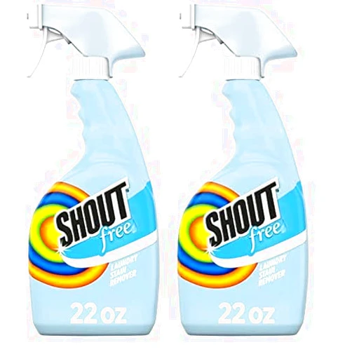 Shout Free Laundry Stain Remover, Active Enzyme Formula is Dye, Fragrance, and Bleach Free, Removes 100+ Types of Stains, including Baby Stains - 22oz Spray (Pack of 2)