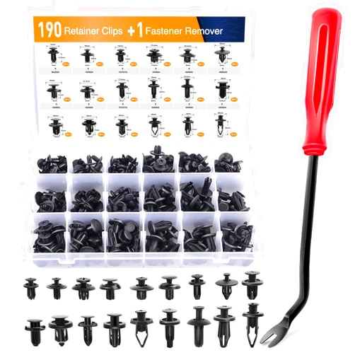 GOOACC 190 Pcs Car Retainer Clips & Fastener Remover - 18 Most Popular Sizes & Applications Auto Push Pin Rivets Set -Door Trim Panel Clips for Toyota, Honda, Nissan, Mazda - Bonus Fastener Remover