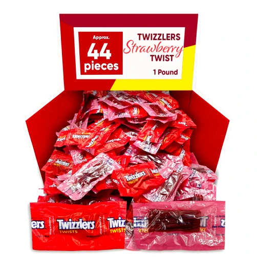 CHAIN & JO SWEETS Strawberry Twists Licorice Candy – 1Lb Bag (Approx. 44 Pieces), Individually Wrapped Sweet and Chewy Treats for Snacking, Parties, and Sharing