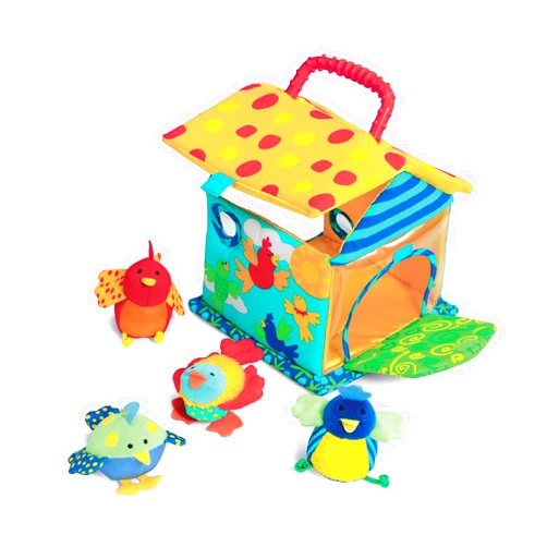 Manhattan Toy Put and Peek Birdhouse Soft Activity Toy 7.5 x 7.5 x 9 inches