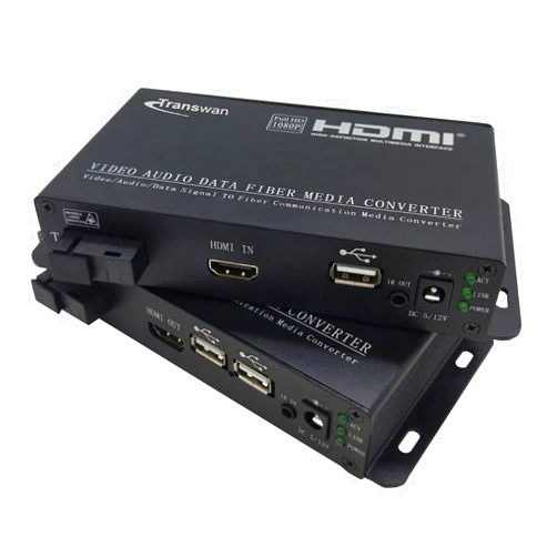 Transwan KVM Fiber Extender HDMI & USB (Keyboard & Mouse) and IR Signal to 2 Kilometers Over MM Fiber or 20 Kilometers Over SM Fiber, HDMI Max Resolution 1920 x 1080 @ 60Hz, HDCP Compliance