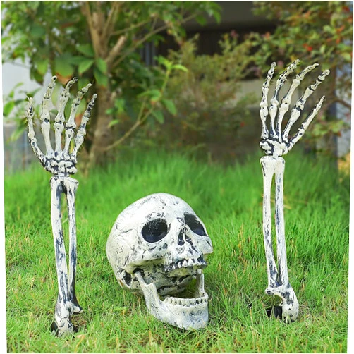 Leyespot Halloween Skeleton Stakes Decorations, Skull and Hands with Lawn Stakes,Realistic Skeleton Stakes for Halloween
