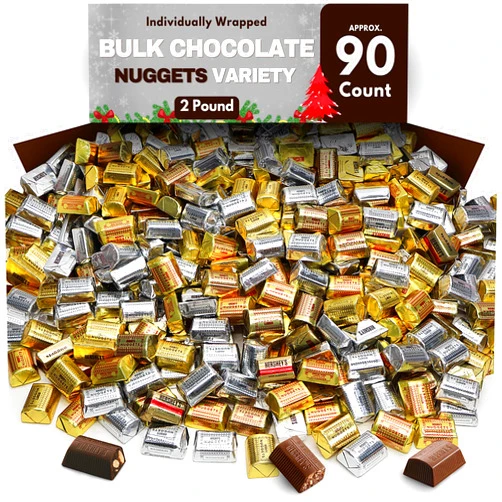 Taboom Hershey Nuggets Bulk Chocolate Candy Assorted Mix - 2 Pound Approx. 90 Count Variety Pack Milk Chocolate, Milk Chocolate With Almonds, Special Dark With Almonds - Chocolate Party Pack