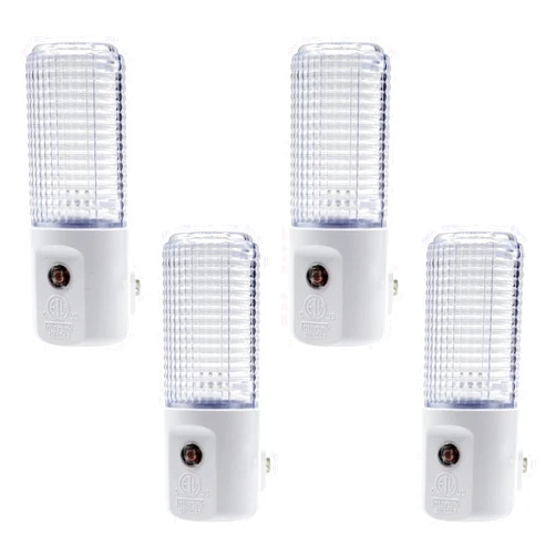 Projectpak Plug in Night Light, Auto On Off, Bright White LED, Dusk to Dawn Sensor, Kids, Nursery, Bedroom, Bathroom, Hallway, Stairs, Kitchen, ETL Listed | 4 Pack