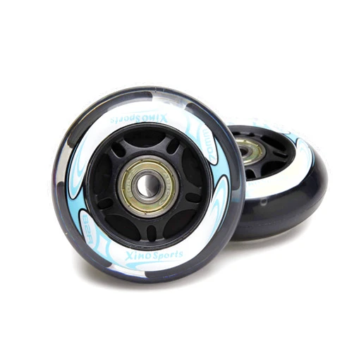 Xino Sports Inline Skates Replacement Wheels with LED Illuminating Lights, Bearings Included, Pack of 2, 70 mm