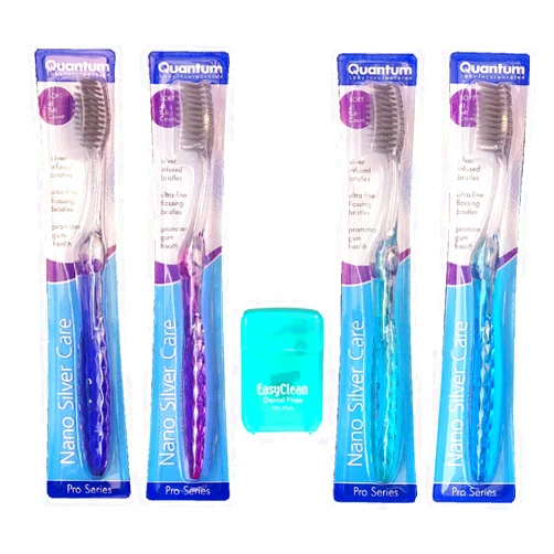 HDP Nano Silver Care Toothbrush Floss Color:Nano Silver Size:Pack of 4 with Bonus