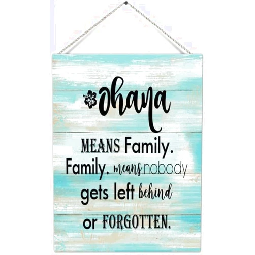 Tearleet Rustic Wood Signs Farmhouse Ohana Means Family Family Means No One Gets Left Behind Wooden Hanging String Sign Plank Plaque Wall Art Decor Country Front Door Porch Garden Farm Home 8x12Inch/20 * 30cm