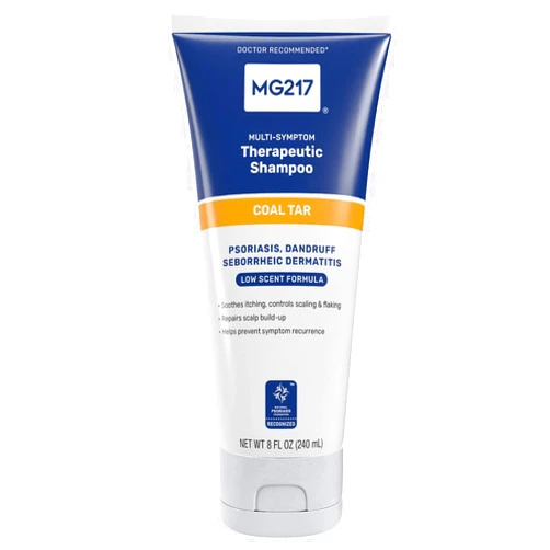 MG217 Psoriasis Shampoo with Coal Tar, Therapeutic Scalp Treatment, Controls Itching, Scaling, Flaking, Scale Buildup, Psoriasis Scalp Treatment, .5% Coal Tar Shampoo and Conditioner, 8floz