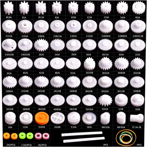 AUKUYEE Plastic Gear Set, 75Pcs Single Double Reduction Gear Worm Gear for DIY Car Robot