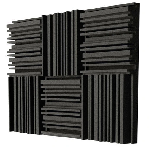 TroyStudio Thick Acoustic Foam Panels, 12 X 12 X 2 Inches 6 Pcs Broadband Sound Absorbing Foam, Dense Soundproof Padding Tile, Recording Studio Foam Absorber, Groove Decorative 3D Wall Ceiling Panel