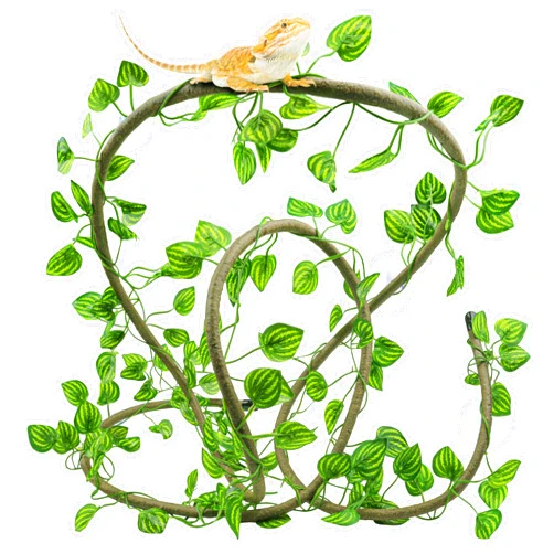 QUOZUO Reptile Tank Accessories, Reptile Plants Vines and Flexible Reptile Artificial Leaves with Suction Cups, Crested Gecko Tank Accessories Long Vines Reptile Hide for Climbing, Chameleon, Lizards