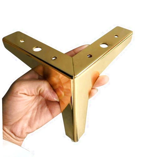 Hyever Metal Sofa Legs Furniture Replacement Leg Golden Sofa Feet Heavy Duty Triangle Cabinet Feet Set of 4 (6 Inch)