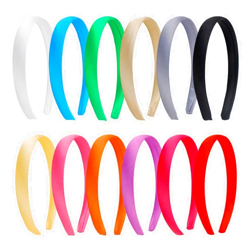 Amariver 12 Pcs Satin Headbands for Women Cute Head Bands Hard Headbands DIY Plain Hair Band White Pink Blue Green Red Black Purple Colorful Elastic Headband Fashion Hair Accessories for Women Girls