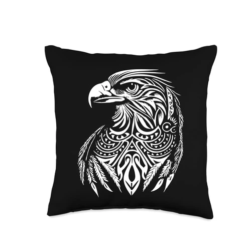 Best Tribal Tattoo Designs I Trends I Born for Art Eagle, Feathers, King of air, Spirit Animal, Bird, Freedom Throw Pillow, 16x16, Multicolor