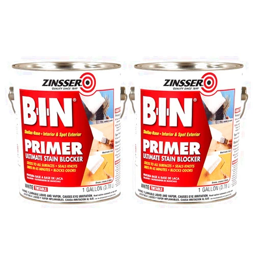 Zinsser 2 Pack of 1 gal 00901 White, B-I-N Shellac Base Interior/Exterior Primer/Sealer