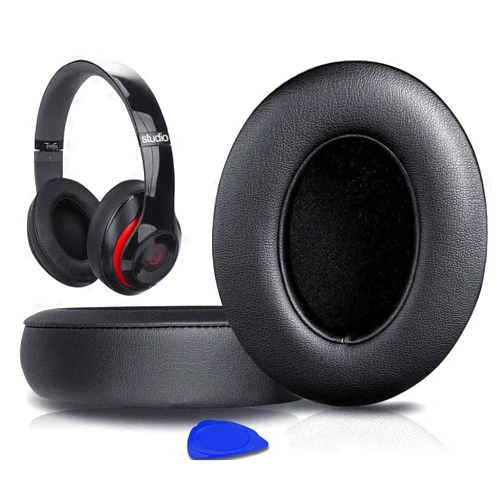 SoloWIT Replacement Ear Pads Cushions for Beats Studio 2 & Studio 3 Wired & Wireless Headphones, Earpads with Soft Protein Leather, Noise Isolation Memory Foam, Added Thickness - Black