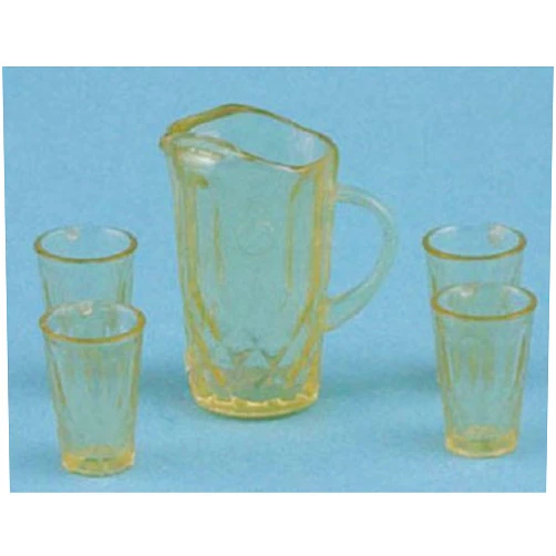 Melody Jane Dolls Houses Chrysnbon Dollhouse Miniature Pitcher with 4 Glasses, Amber