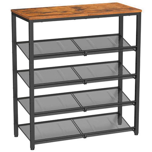 VASAGLE Shoe Rack for Entryway, 5-Tier Shoe Rack Organizer with Storage Shelves and Spacious Top, Freestanding, Adjustable, Industrial, Rustic Brown and Ink Black ULBS038B01