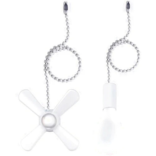 Aoprofree Ceiling Fan Pull Chain,Ceiling Fan Cords Ceiling Fan Chain Pulls with 2PCS 12inch Beaded Ball Extension Chains for Celing Fan Light and Wall Lamps, Cabinet Light (Light Bulb and Fan Shape), White
