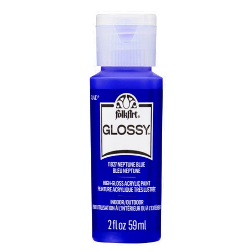 FolkArt, Neptune Blue 2 fl oz Assorted 59ml Brilliant Gloss Acrylic Paint for Easy to Apply DIY Crafts, Art Supplies with A Glossy Finish, 11827