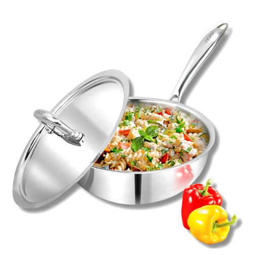 Vinod Platinum Triply Stainless Steel Deep Frypan (Induction Friendly) 22 cm