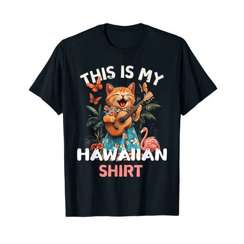 Aloha Hawaiian Cats Mens Women Boys Girls This Is My Hawaiian Shirt Funny Cat Hawaii Party Luau T-Shirt