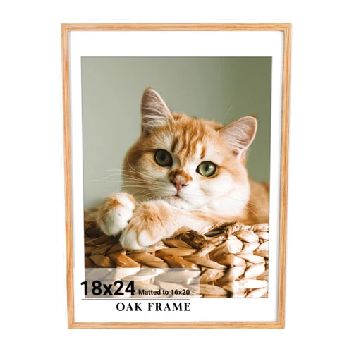 Heimlove 18x24 Picture Frame for wall,Premium Solid Oak Wood Poster Frames Mat for 16x20 Picture & Tempered Glass-18x24 frame for Wall Art Photo and Prints,Tabletop Display family picture-Natural Oak