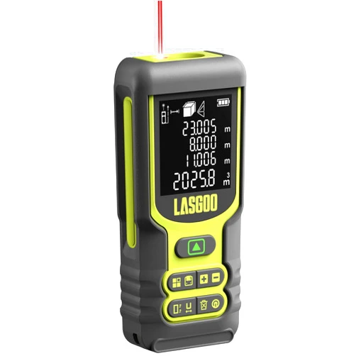 LASGOO Laser Measure, LASGOO 197ft Laser Measurement Tool, Laser Distance Meter with Ft/in/M Multiple Units, LCD Backlit Display, Pythagorean Mode, Area and Volume