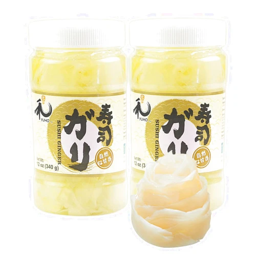 YUHO Pickled Sushi Ginger 24 Oz Japanese White Gari Sushi Ginger Fat Free, Sugar Free, Kosher, BRC, No MSG, Low cal – 2 Jars of 12 oz